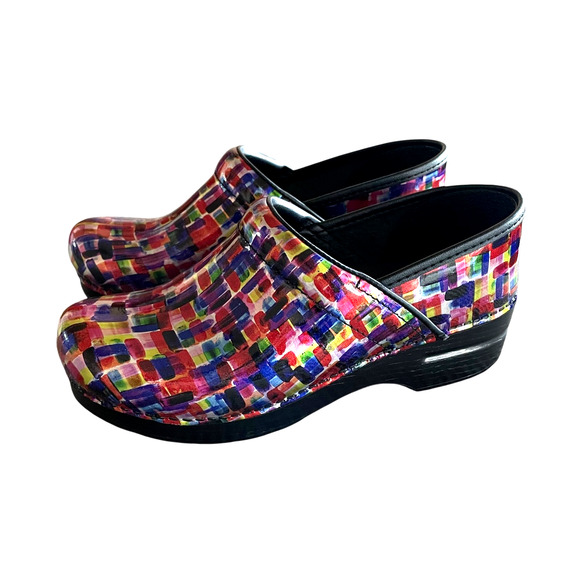 DANSKO Size EU 39/8.5-9 Colorblock Leather Slip-On Comfort Professional Clogs - Picture 6 of 9
